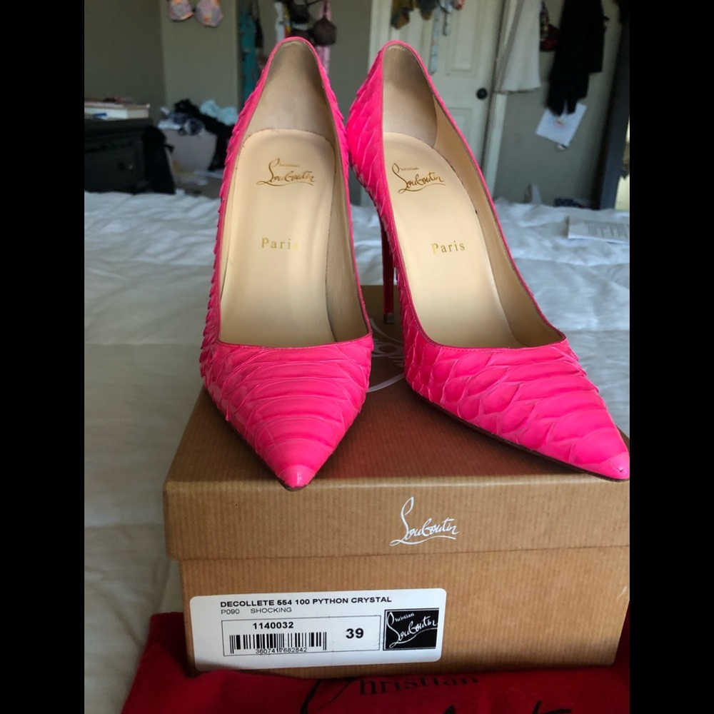 Christian Louboutin Dcollet Pink Python Crystal - image 5